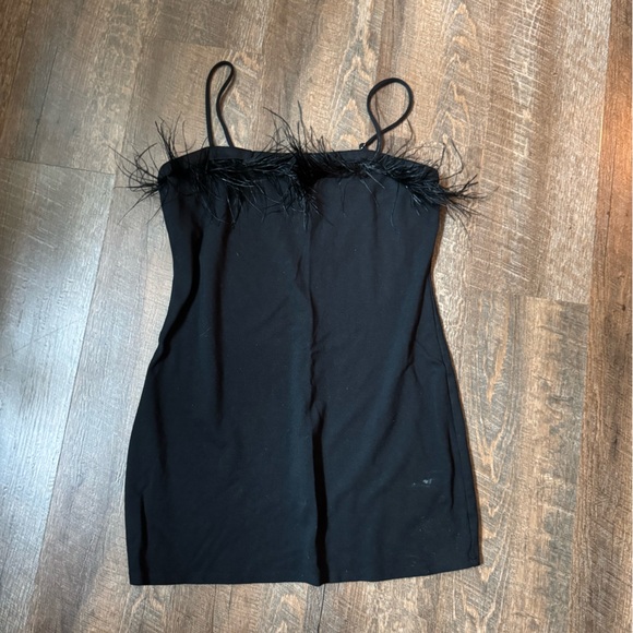 wild fable Dresses & Skirts - Black Feather Trim Mini Dress